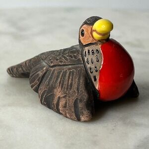 Casals Peru Colorful Bird Figurine Clay Terracotta Handcrafted Signed 3" Vintage